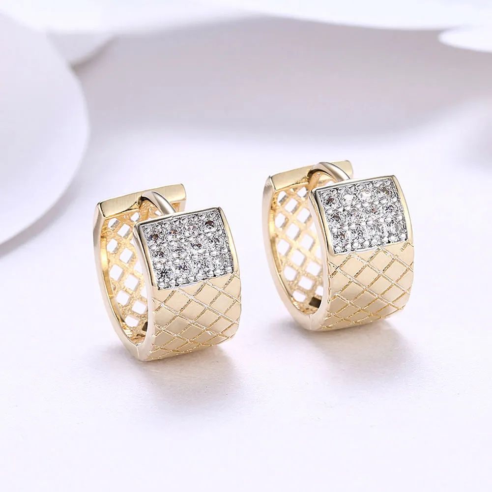 SKMEI LKN037 Round Earrings Hoops w/ Square Hollow Pattern