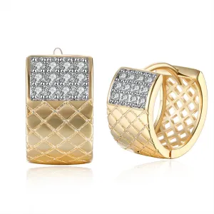 SKMEI LKN037 Round Earrings Hoops w/ Square Hollow Pattern