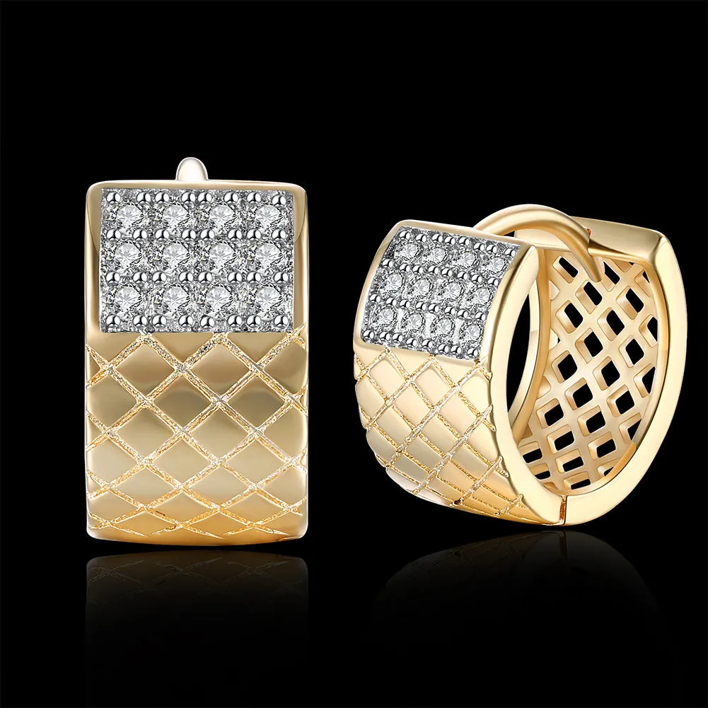 SKMEI LKN037 Round Earrings Hoops w/ Square Hollow Pattern