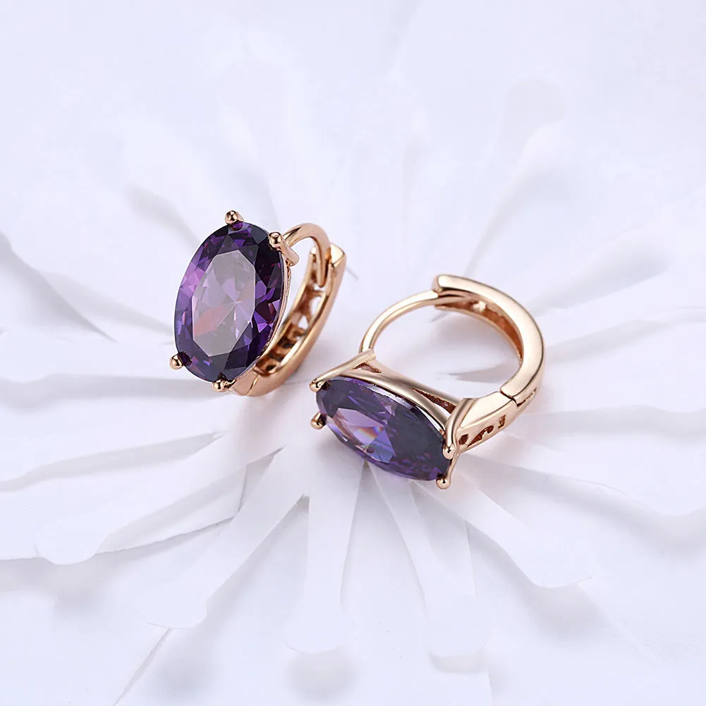 SKMEI LKN046 Rhinestone Oval Earrings Hoops for Women