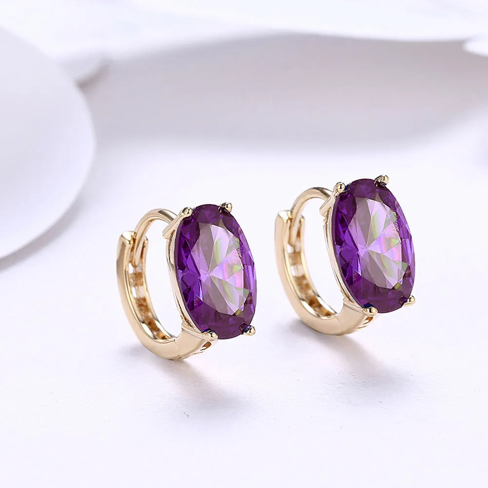 SKMEI LKN046 Rhinestone Oval Earrings Hoops for Women