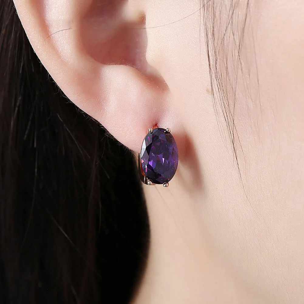 SKMEI LKN046 Rhinestone Oval Earrings Hoops for Women