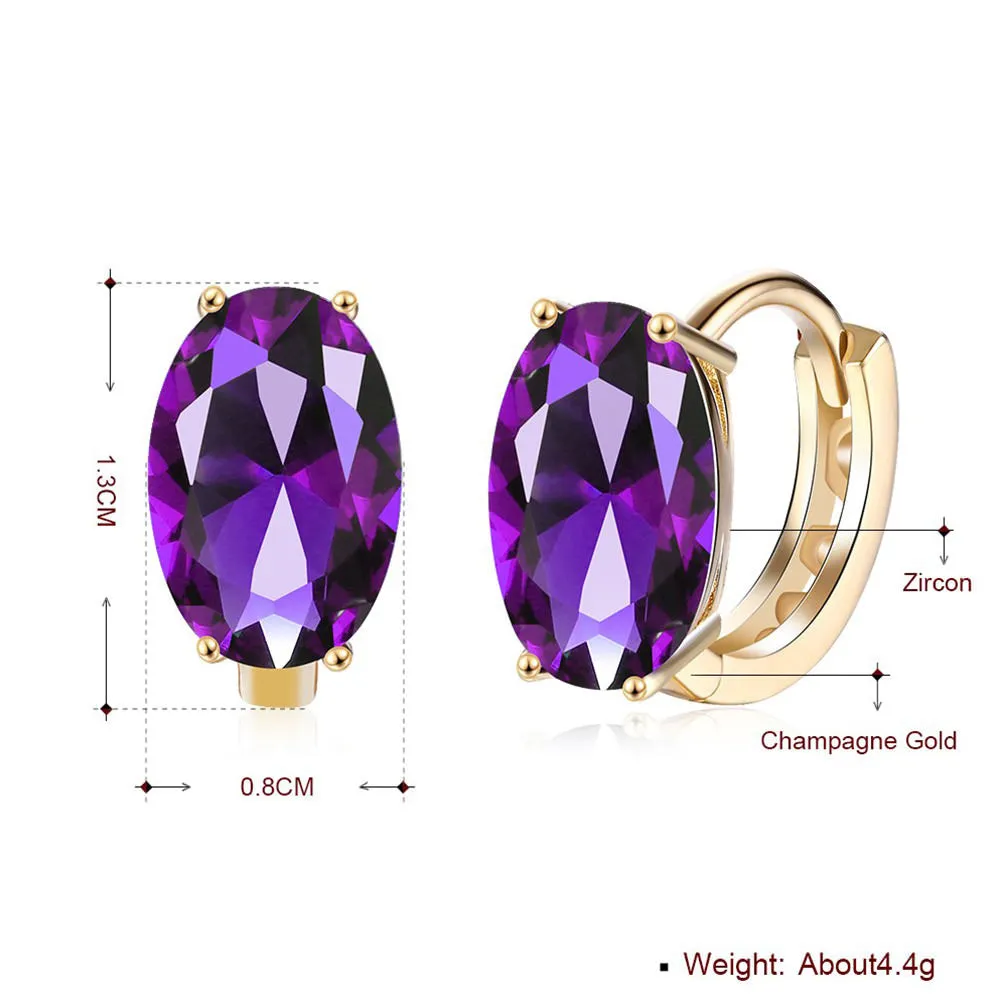 SKMEI LKN046 Rhinestone Oval Earrings Hoops for Women