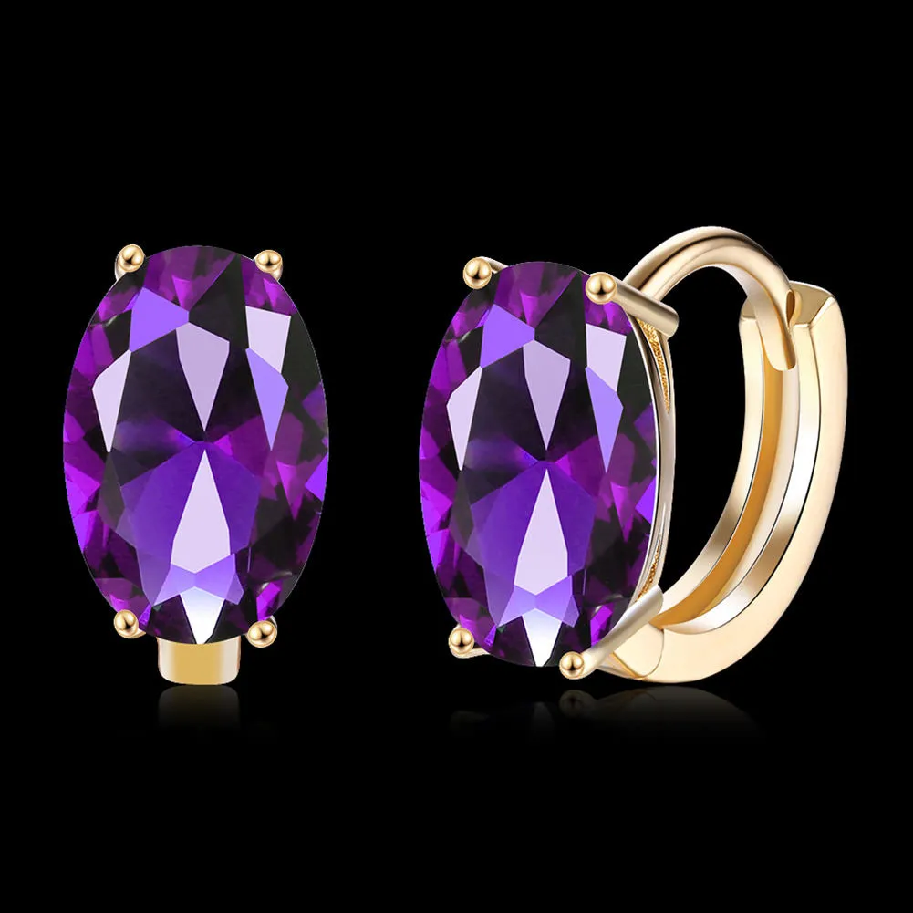 SKMEI LKN046 Rhinestone Oval Earrings Hoops for Women