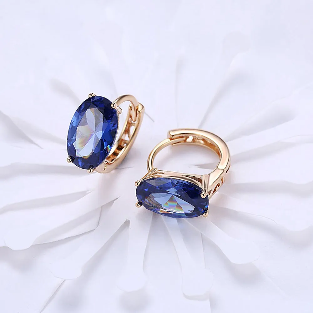 SKMEI LKN046 Rhinestone Oval Earrings Hoops for Women