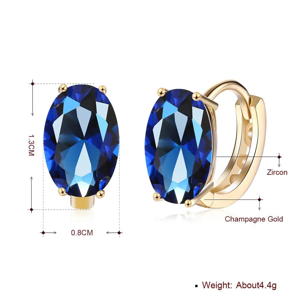 SKMEI LKN046 Rhinestone Oval Earrings Hoops for Women