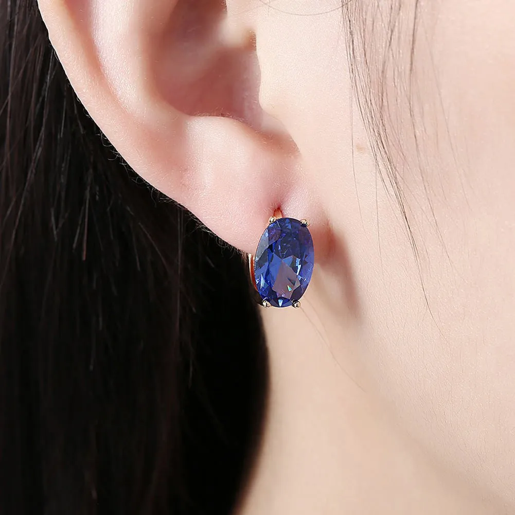 SKMEI LKN046 Rhinestone Oval Earrings Hoops for Women