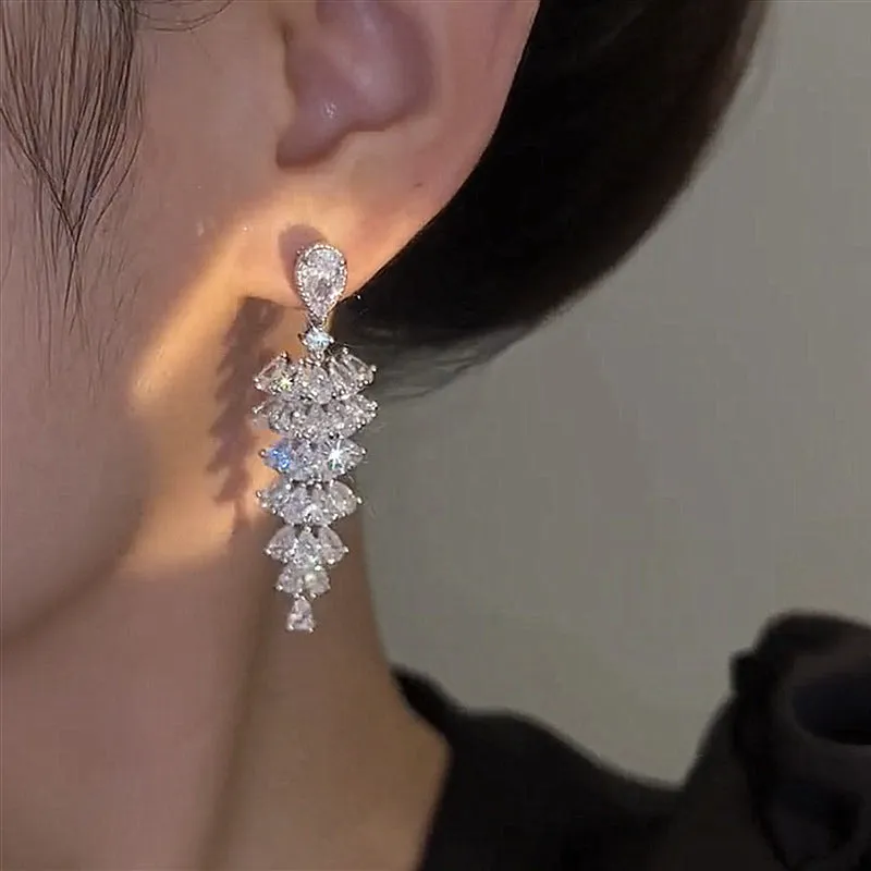 Sparkling Zircon Christmas Tree Dangle Earrings for Women