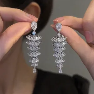 Sparkling Zircon Christmas Tree Dangle Earrings for Women