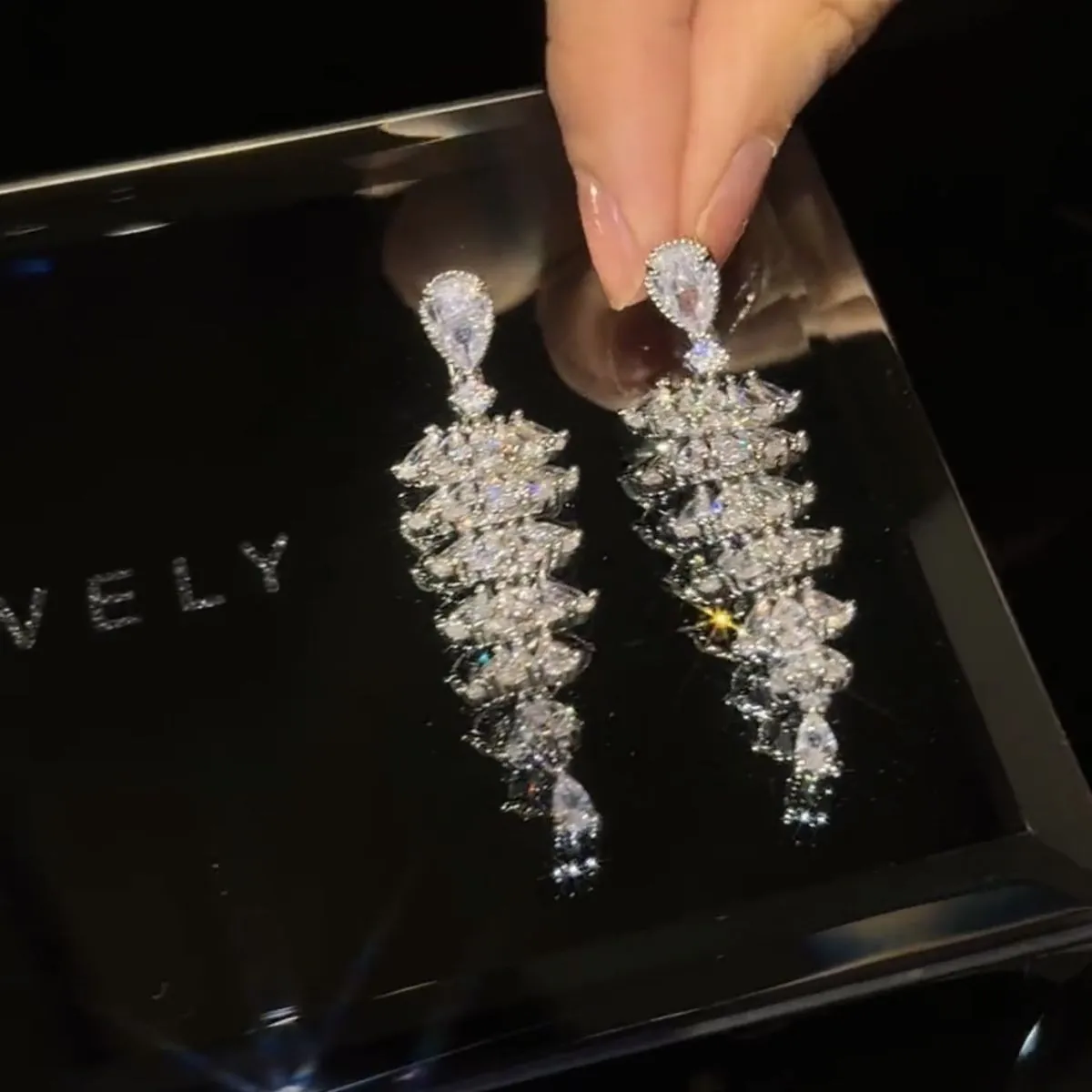 Sparkling Zircon Christmas Tree Dangle Earrings for Women