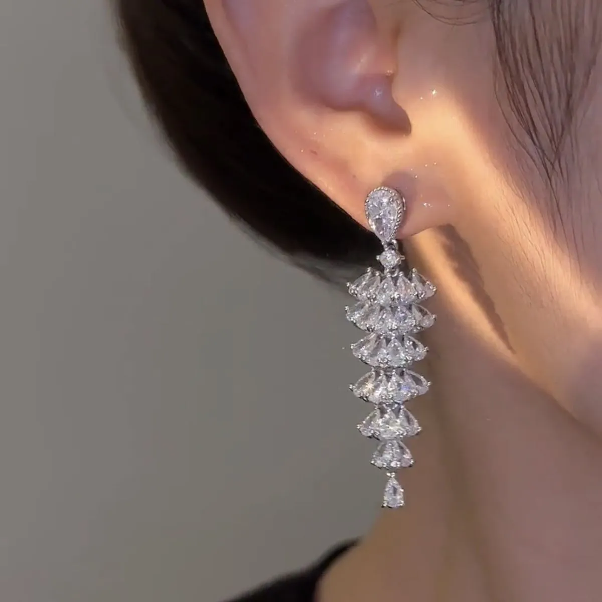 Sparkling Zircon Christmas Tree Dangle Earrings for Women