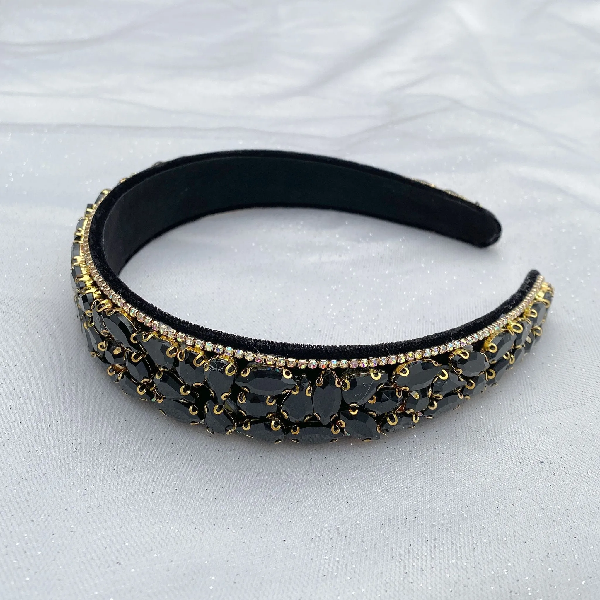 Sparkly Headband Black Hair Band Rhinestone Alice Band