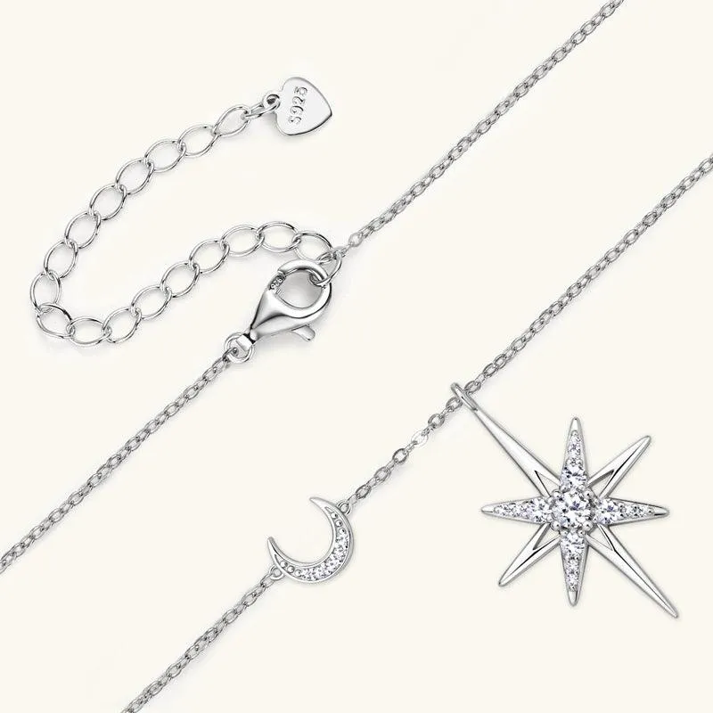 Star & Moon Premium Moissanite Pendant Necklace