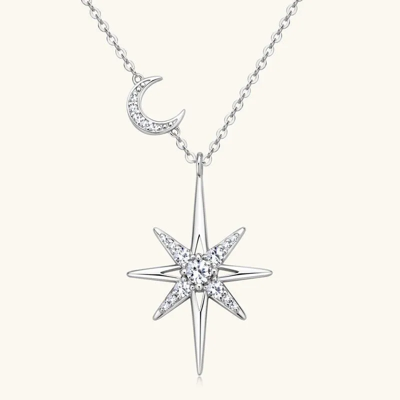 Star & Moon Premium Moissanite Pendant Necklace