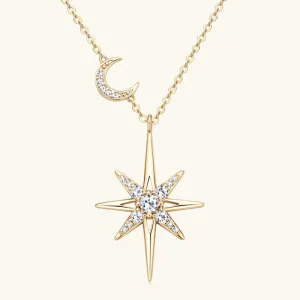 Star & Moon Premium Moissanite Pendant Necklace