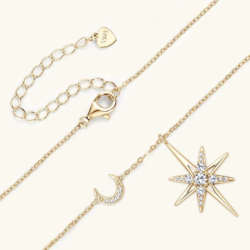 Star & Moon Premium Moissanite Pendant Necklace