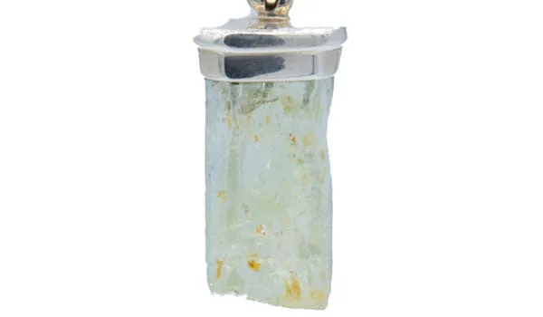 Sterling Silver Raw Hiddenite Gemstone Pendant Necklace