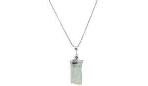 Sterling Silver Raw Hiddenite Gemstone Pendant Necklace