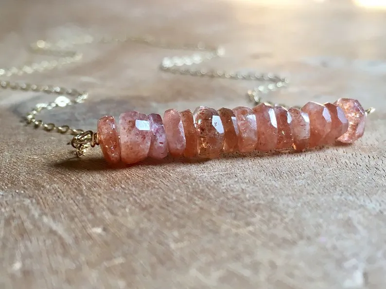 Sunstone Bar Necklace Gold Or Silver