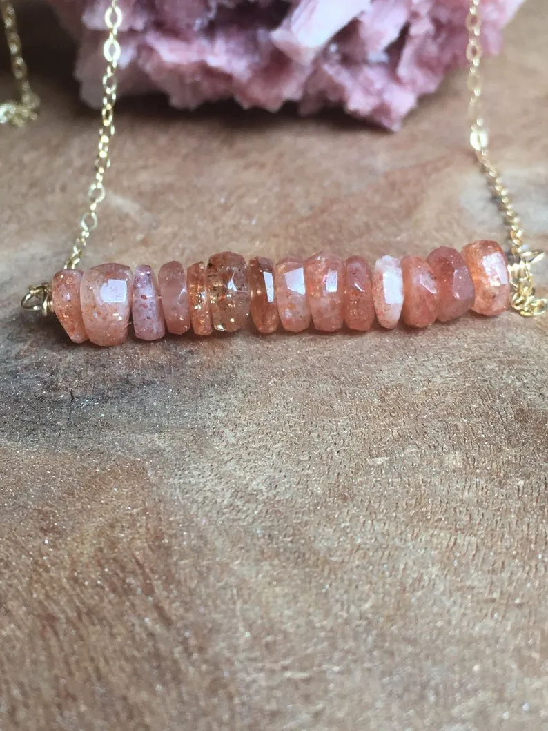Sunstone Bar Necklace Gold Or Silver