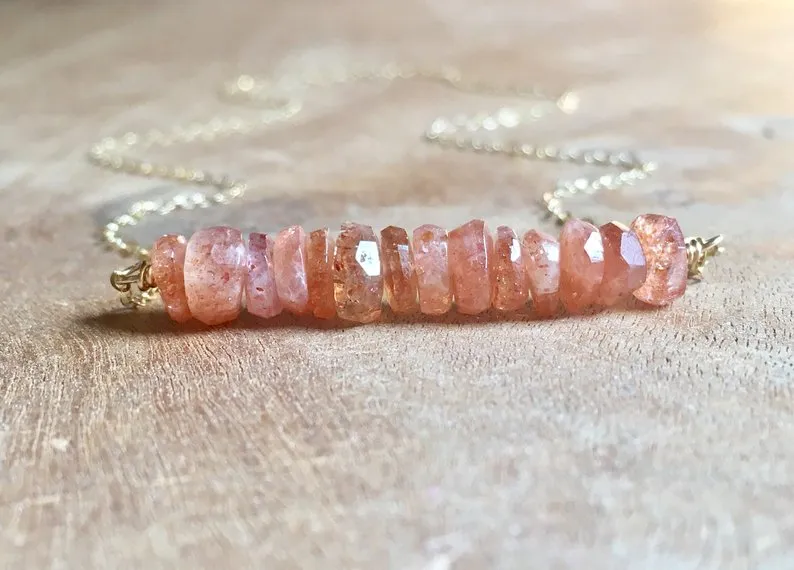 Sunstone Bar Necklace Gold Or Silver