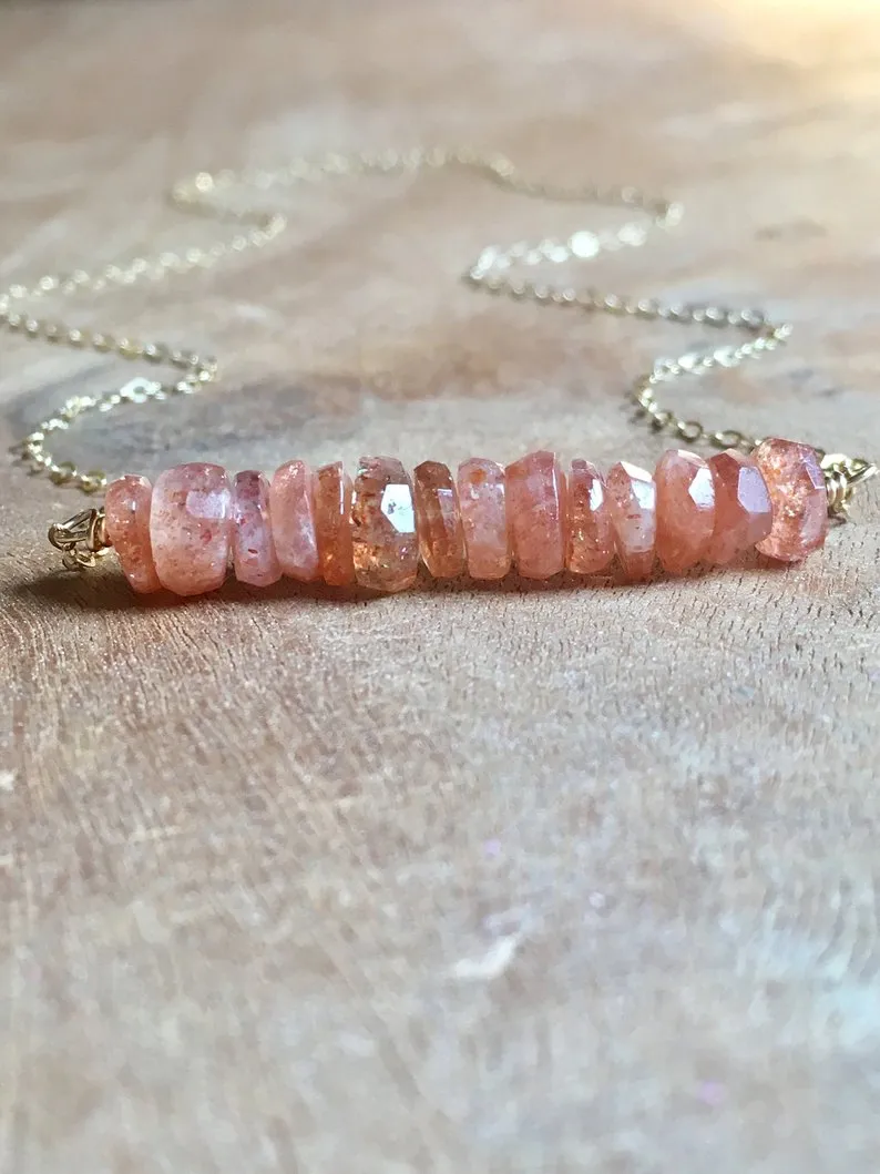 Sunstone Bar Necklace Gold Or Silver