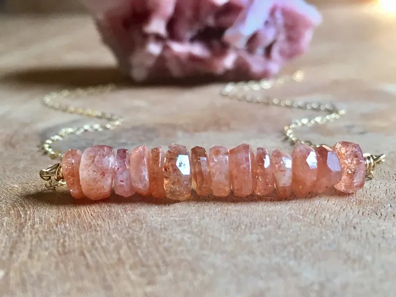 Sunstone Bar Necklace Gold Or Silver