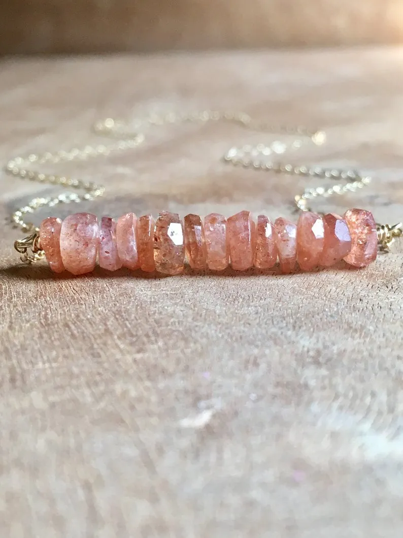 Sunstone Bar Necklace Gold Or Silver