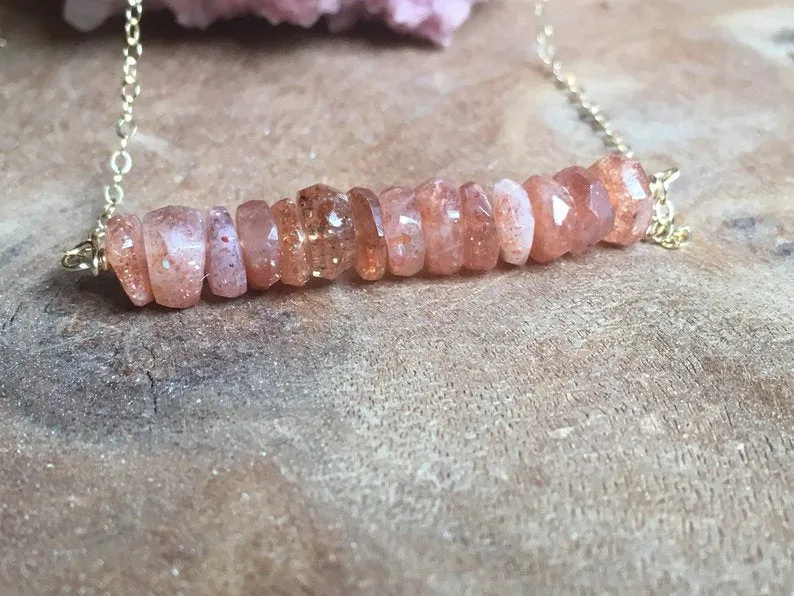 Sunstone Bar Necklace Gold Or Silver