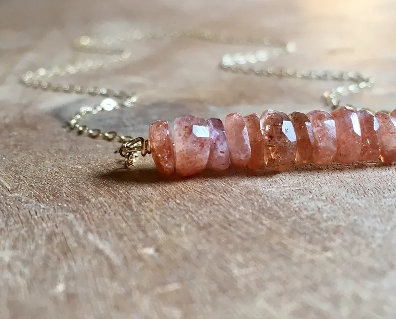 Sunstone Bar Necklace Gold Or Silver