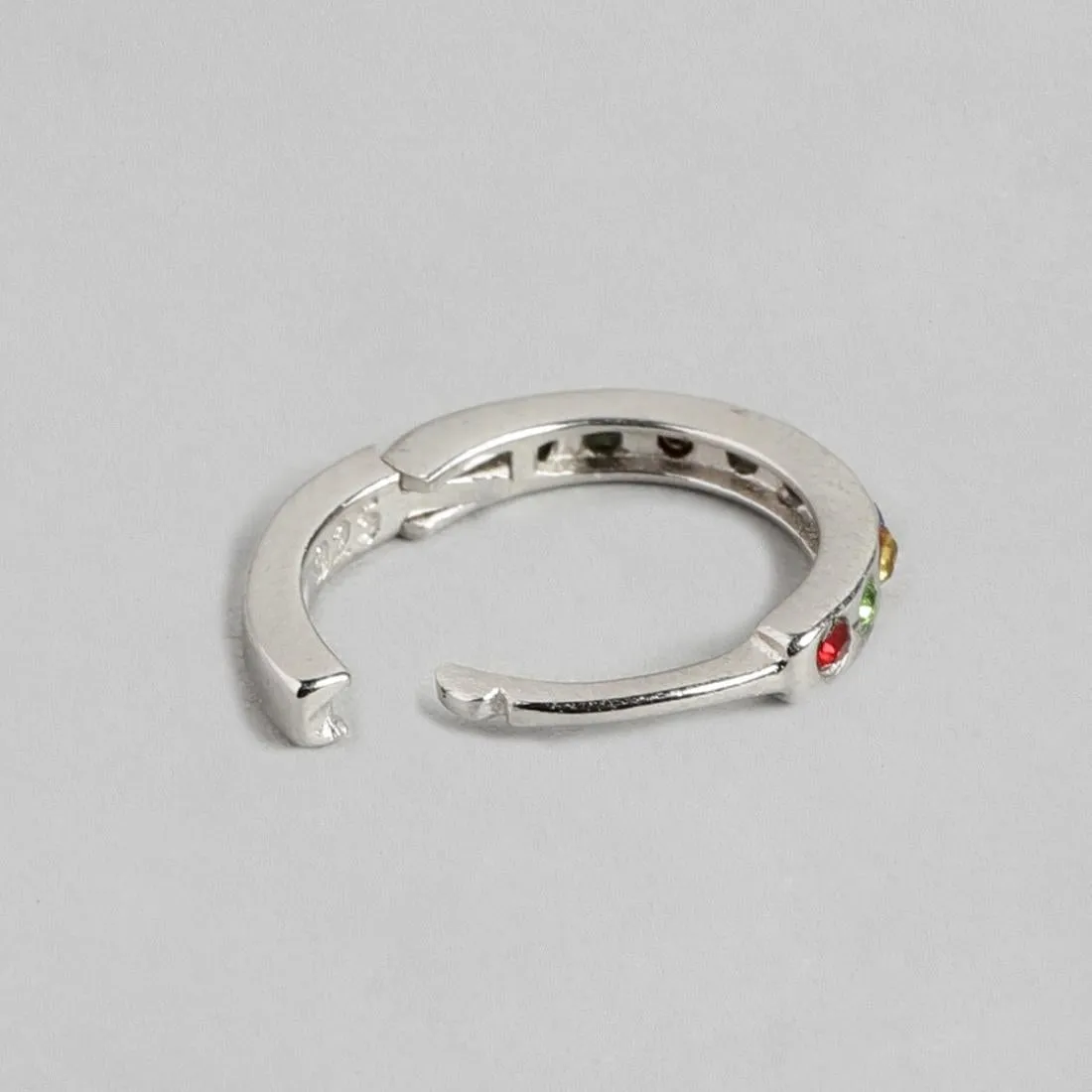 Tiny Rainbow Stone Hoop 925 Silver Earrings