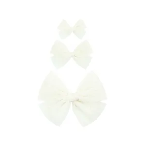 Tulle Bow - Ivory Dot Clip