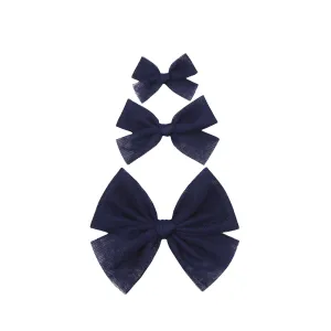 Tulle Bow - Navy Clip