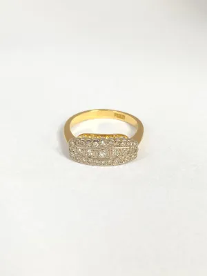 Vintage, 18ct Gold Art Deco Diamond Rectangular Cluster Ring