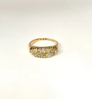 Vintage, 18ct Gold Double Row Diamond Old Cut Ring, Hallmarked for 18ct Gold and 1945