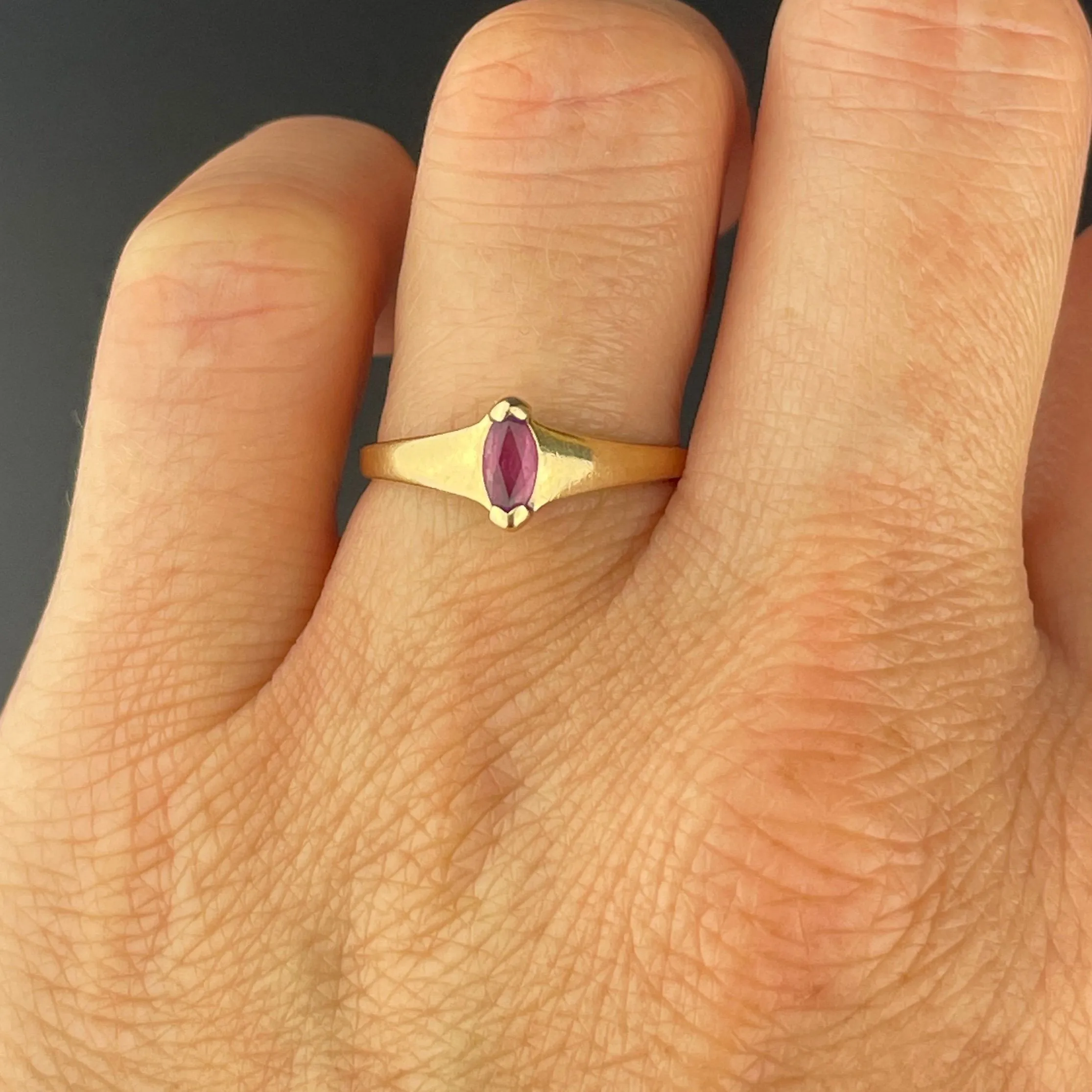 Vintage Gold Ruby Marquise Ring