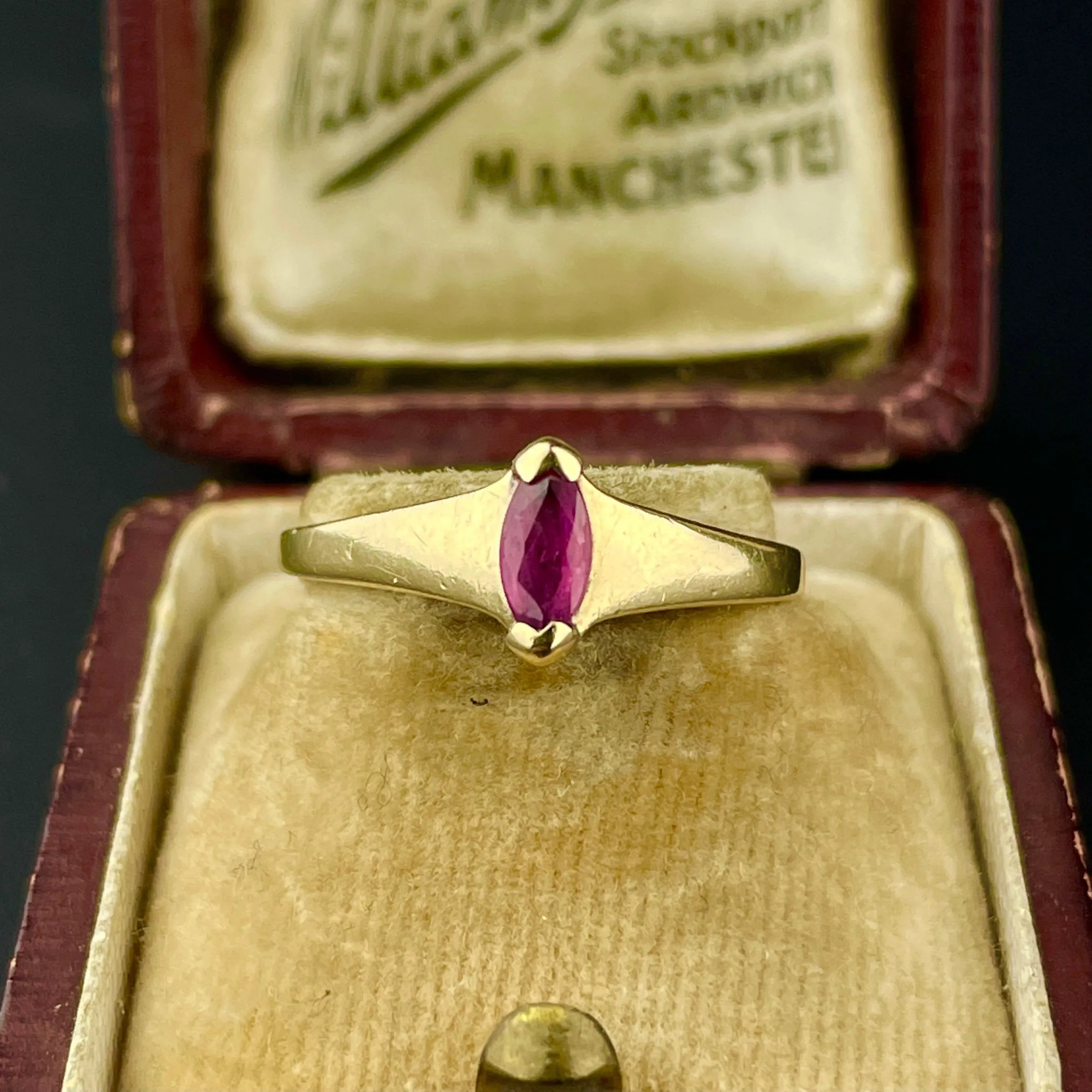 Vintage Gold Ruby Marquise Ring