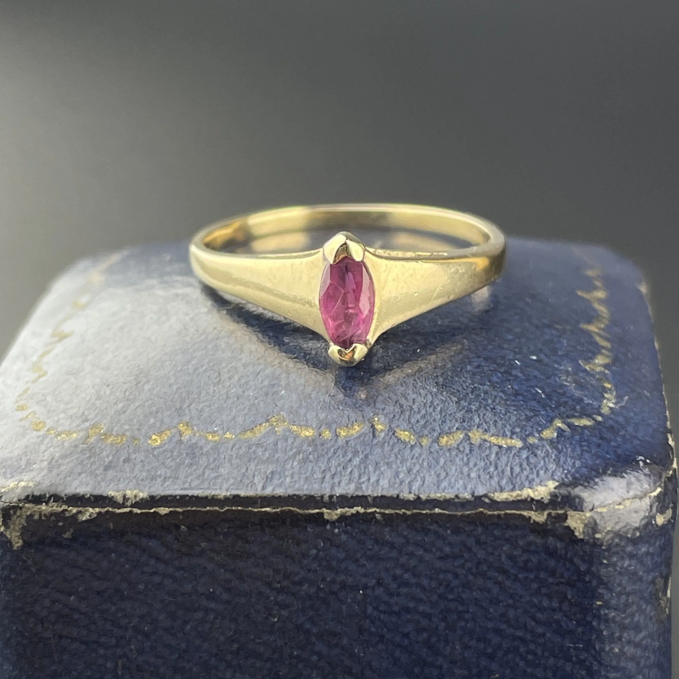 Vintage Gold Ruby Marquise Ring
