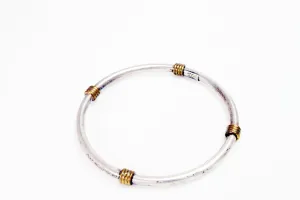 Vintage Two Tone Mexican Bangle Sterling Silver and Brass