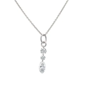 White Gold 3 Stone Lab Diamond Necklace