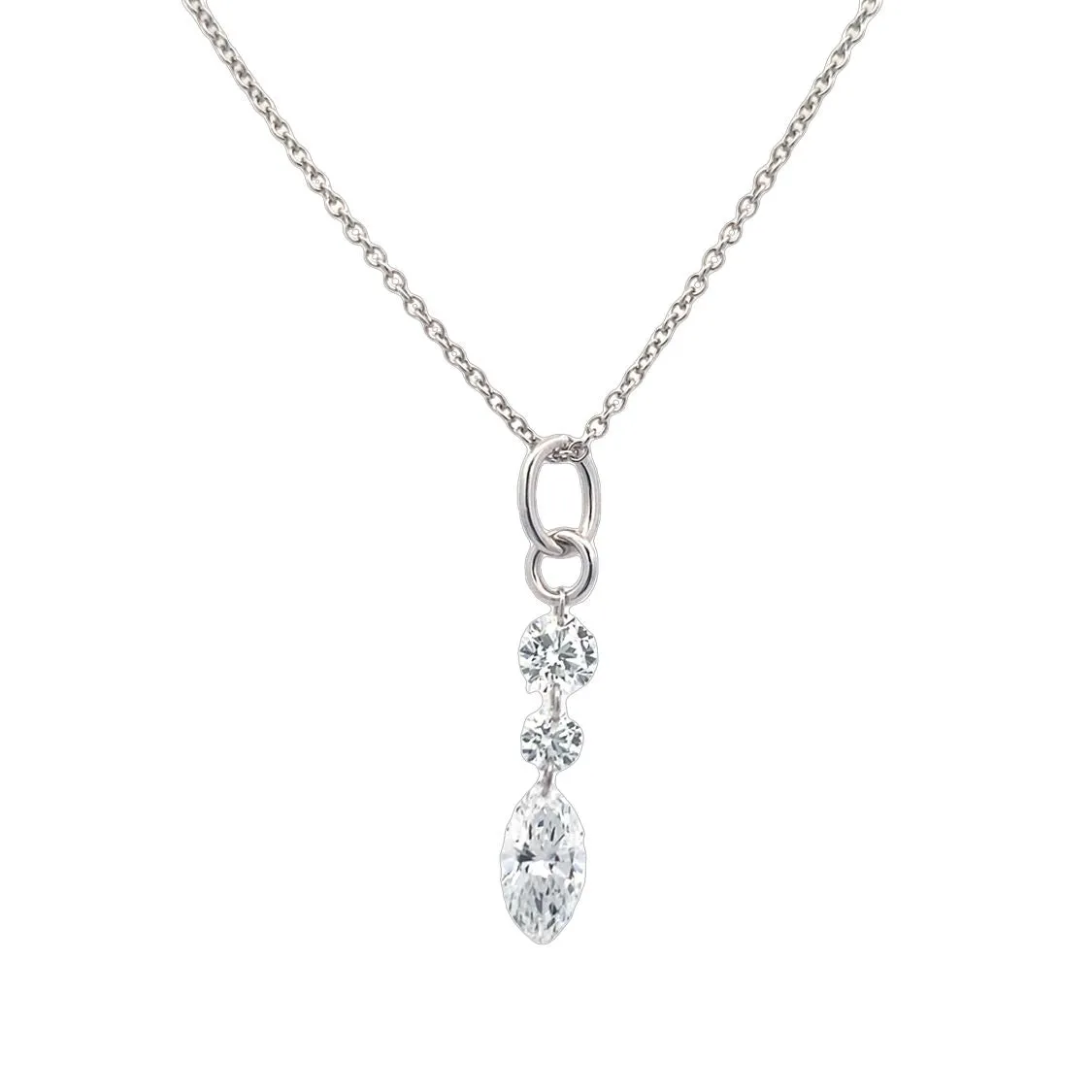 White Gold 3 Stone Lab Diamond Necklace