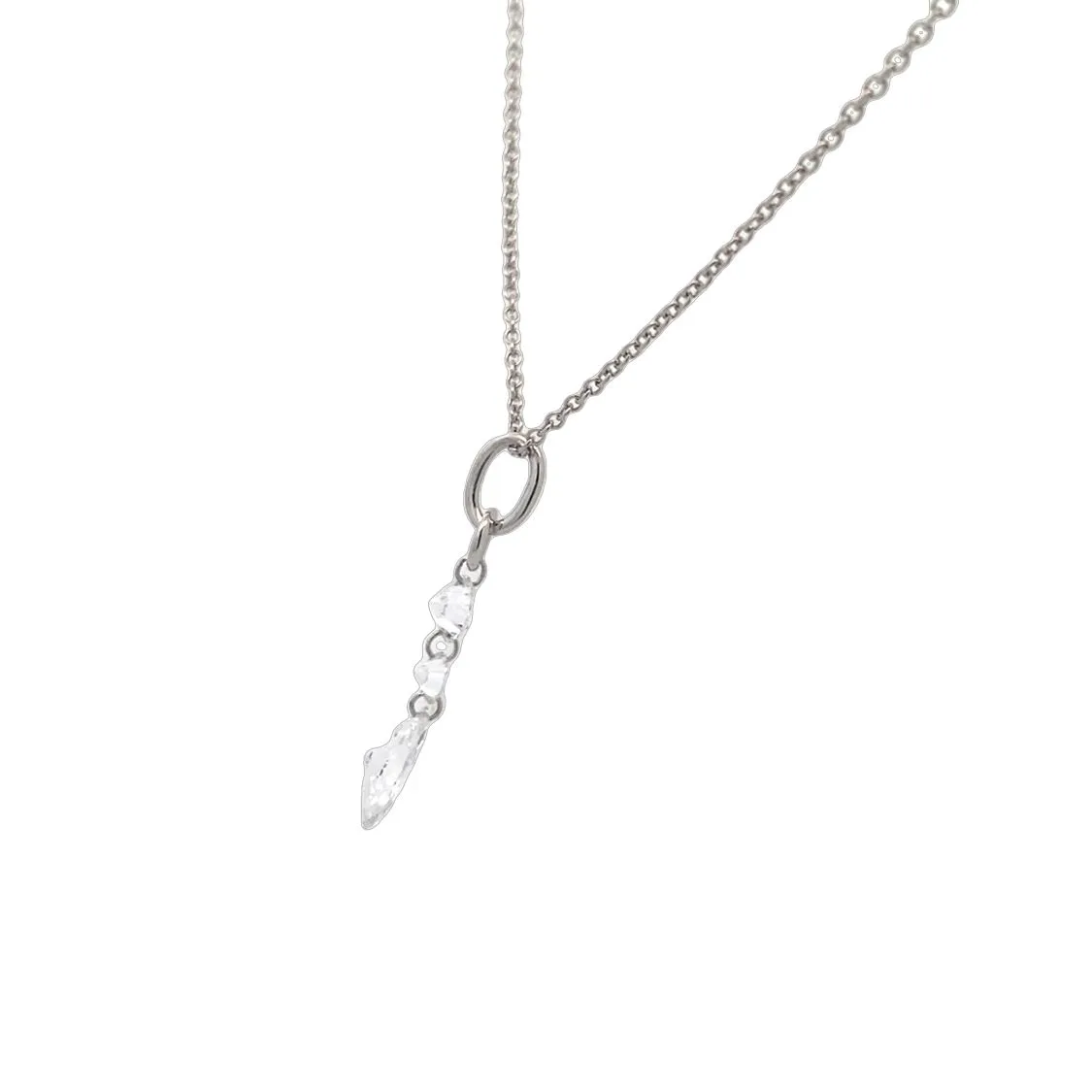 White Gold 3 Stone Lab Diamond Necklace