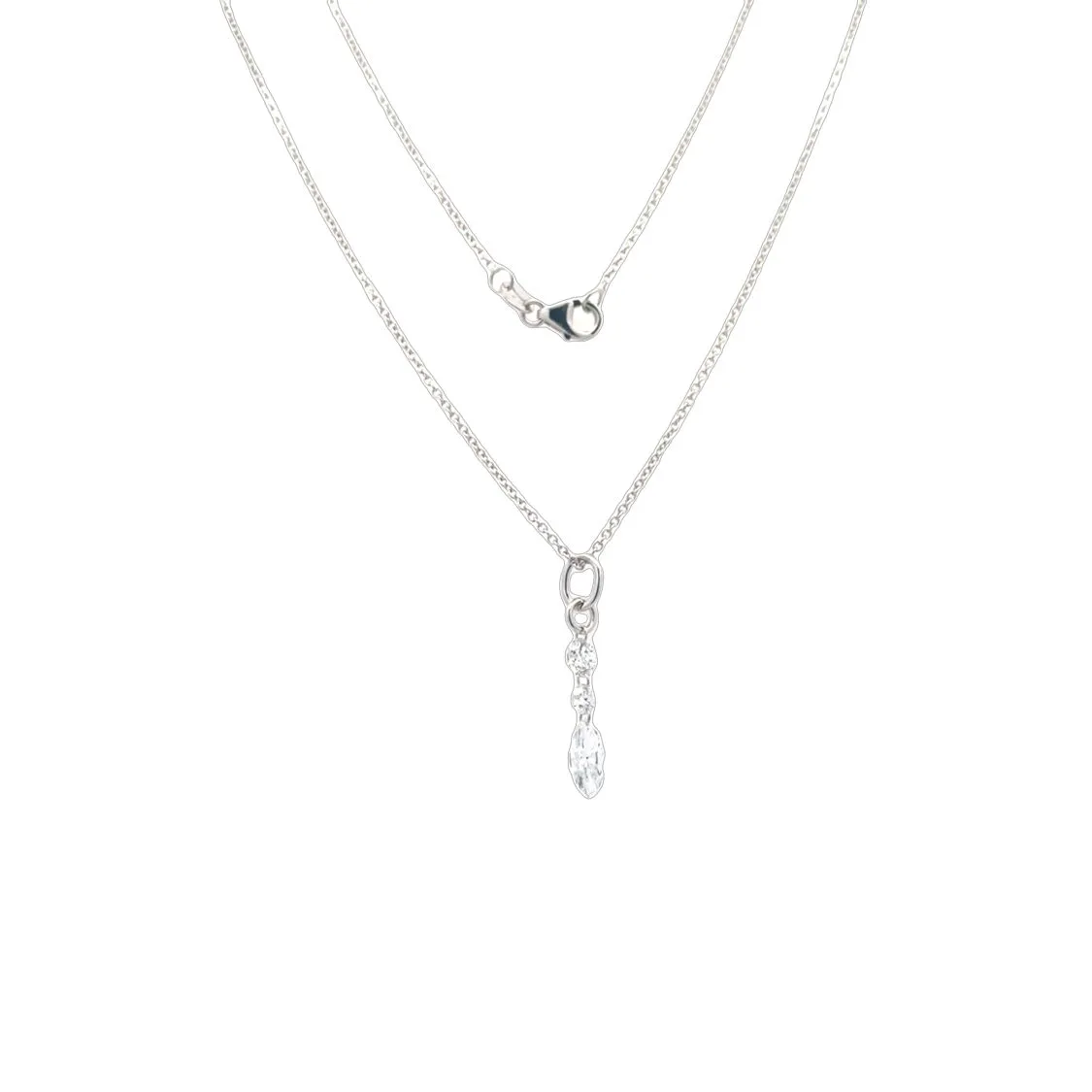 White Gold 3 Stone Lab Diamond Necklace