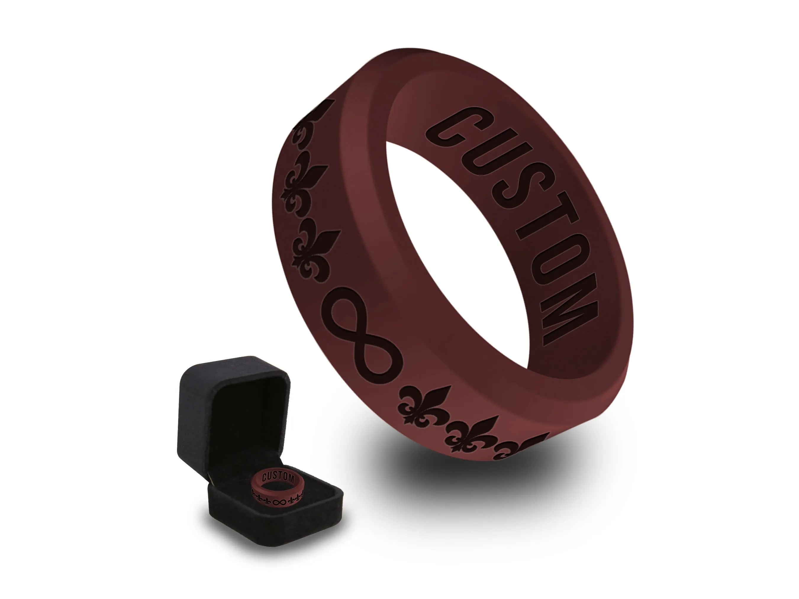 WildFire Fleur De Lis with Infinity Symbol Silicone Ring   Ring Box