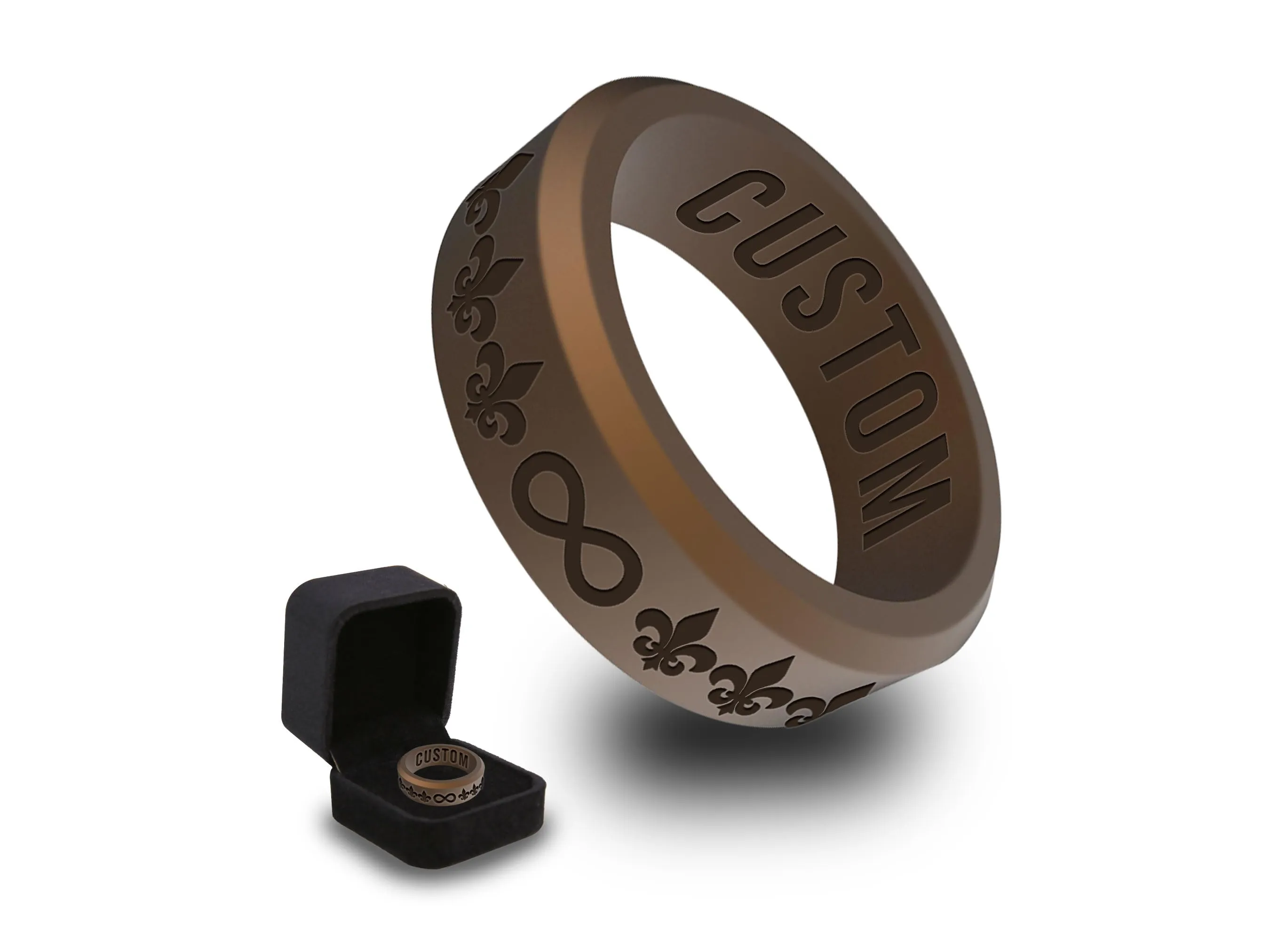 WildFire Fleur De Lis with Infinity Symbol Silicone Ring   Ring Box
