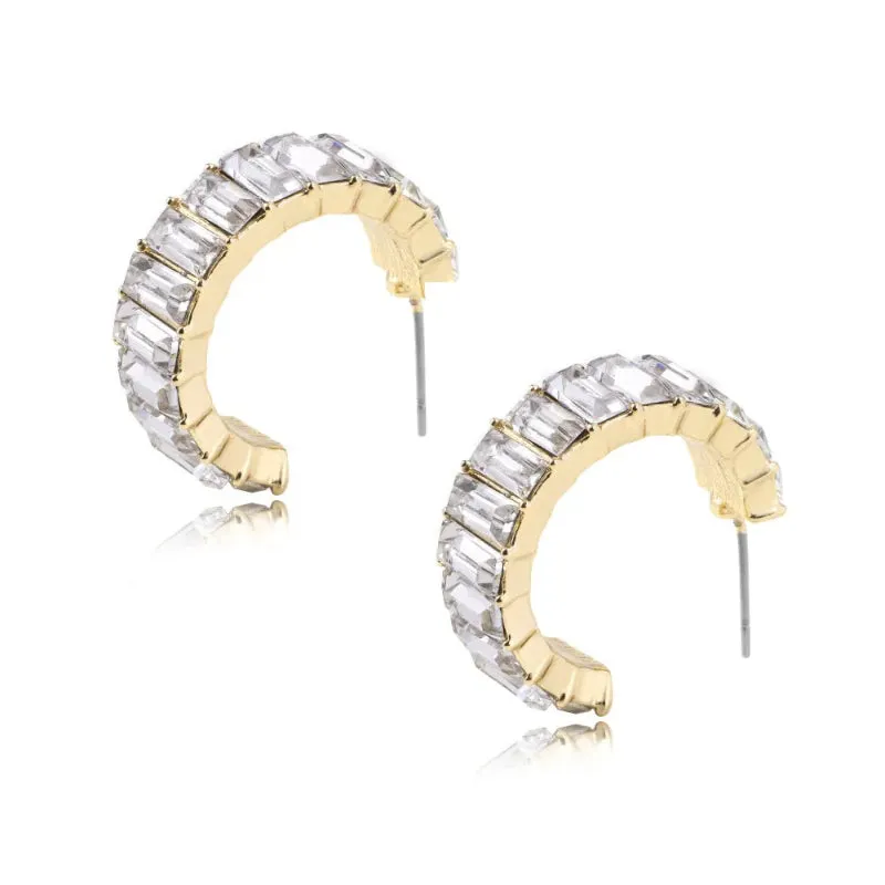 Women's Multicolor Cubic Zirconia Decor Cuff Stud Earrings