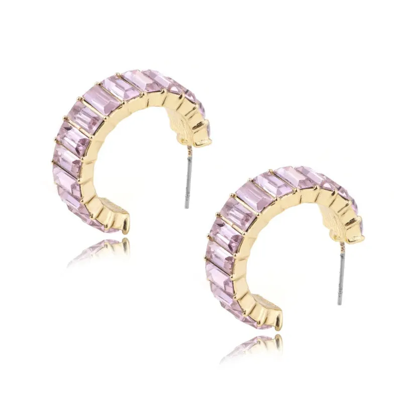 Women's Multicolor Cubic Zirconia Decor Cuff Stud Earrings