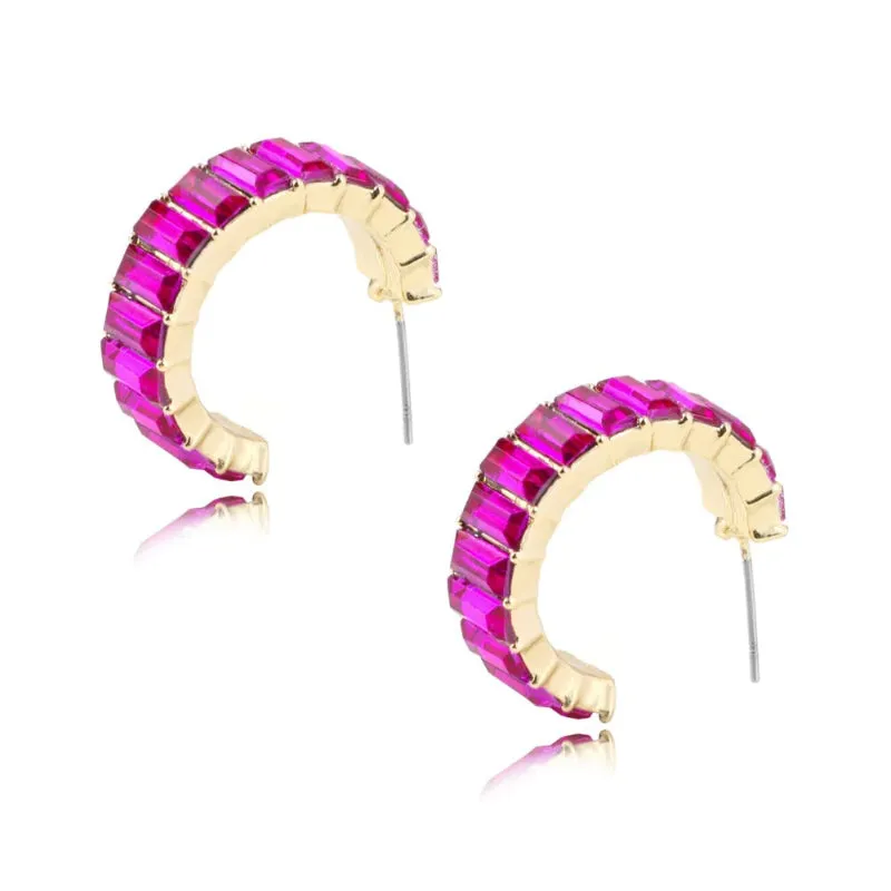 Women's Multicolor Cubic Zirconia Decor Cuff Stud Earrings
