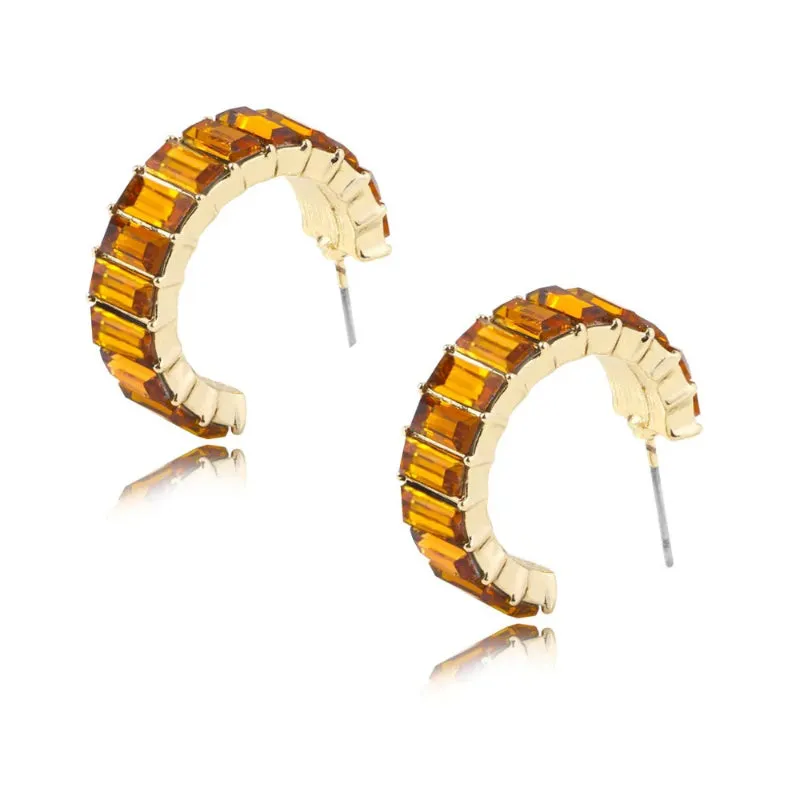 Women's Multicolor Cubic Zirconia Decor Cuff Stud Earrings