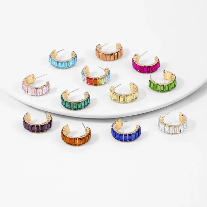 Women's Multicolor Cubic Zirconia Decor Cuff Stud Earrings